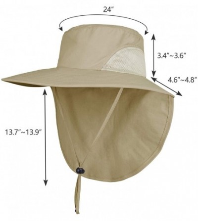 Sun Hats Unisex Outdoor Hats Sun Protection Fishing Hat Wide Brim Neck Flap UPF 50+ - Khaki - C918RHDQ50C