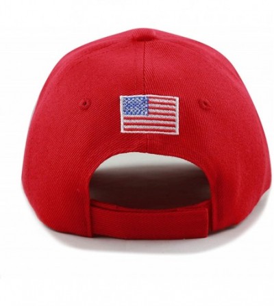Skullies & Beanies Trump 2020 Keep America Great 3D Embroidery American Flag Baseball Cap - 011 Red - CF18MGIKWZR