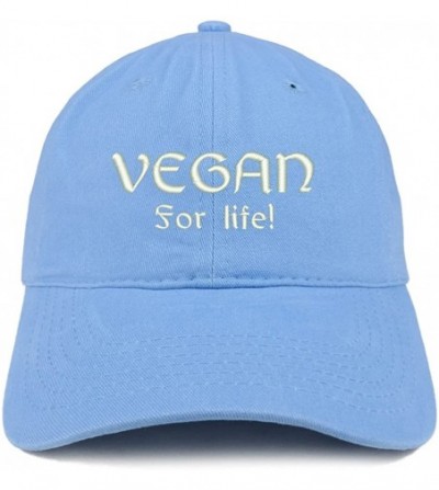 Baseball Caps Vegan for Life Embroidered Low Profile Brushed Cotton Cap - Carolina Blue - CL1895OES3H