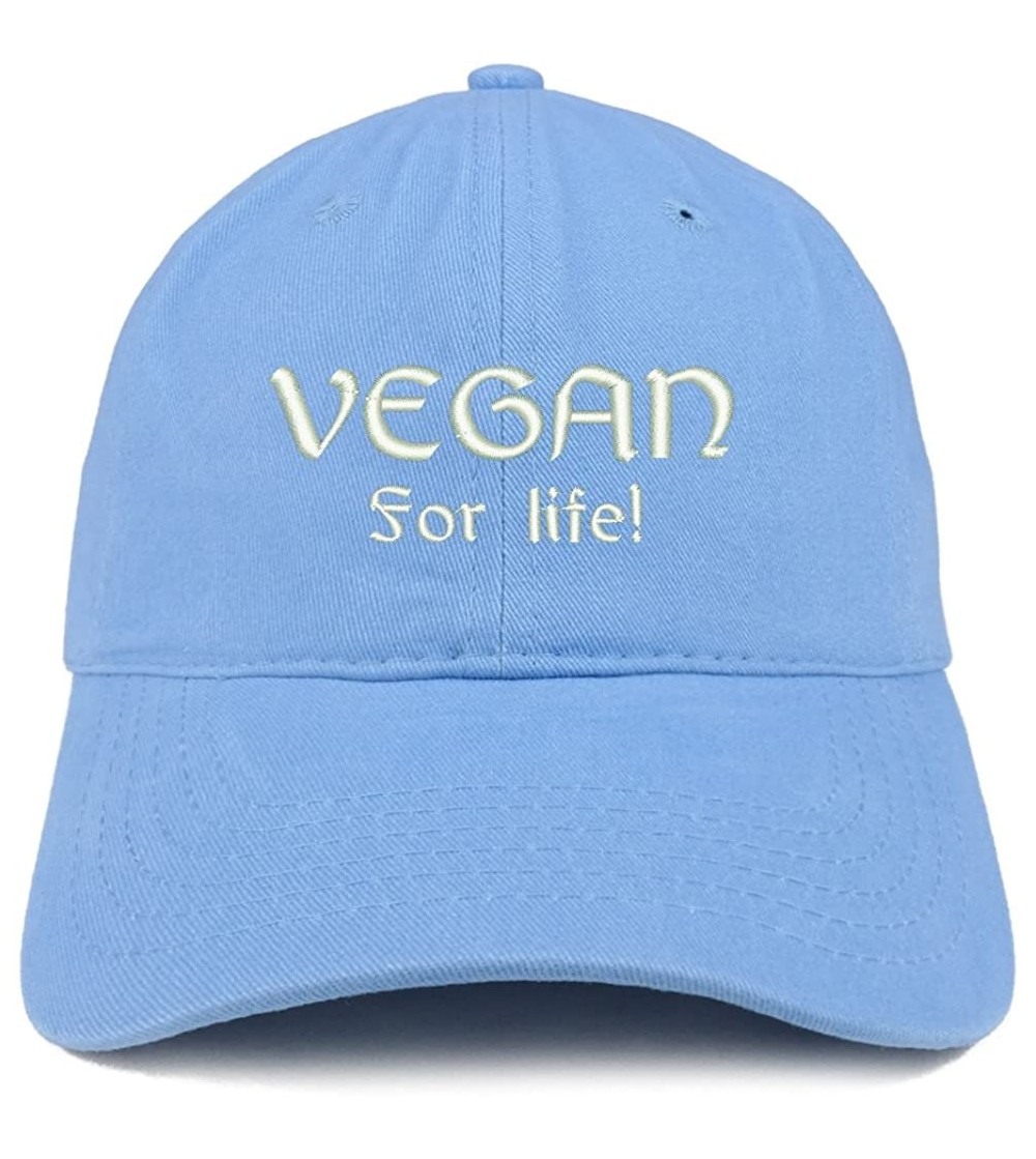 Baseball Caps Vegan for Life Embroidered Low Profile Brushed Cotton Cap - Carolina Blue - CL1895OES3H