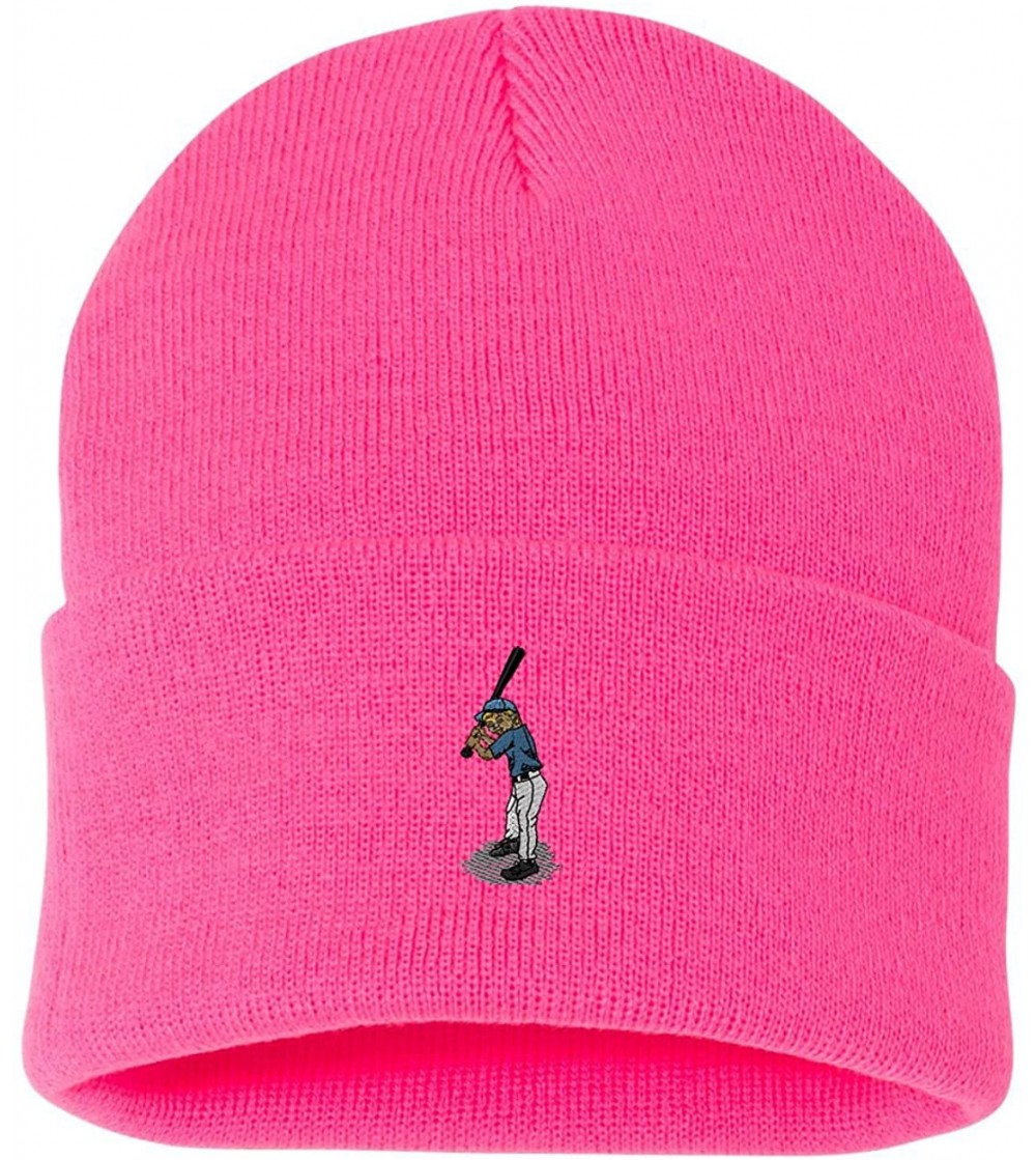 Skullies & Beanies Baseball Boy Custom Personalized Embroidery Embroidered Beanie - Hot Pink - C012N00DO1Y