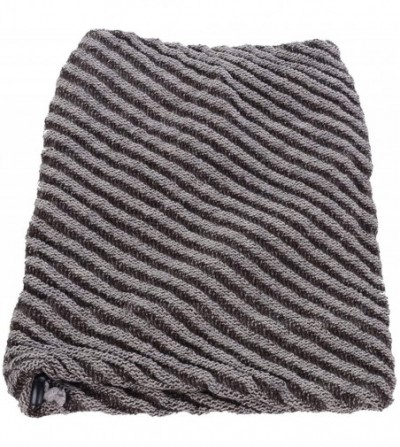 Skullies & Beanies Winter Womens Fashion Bun Ponytail Fleece Lined Slouchy Knit Beanie Hat - Brown Diagonal Stripes Ponytail ...
