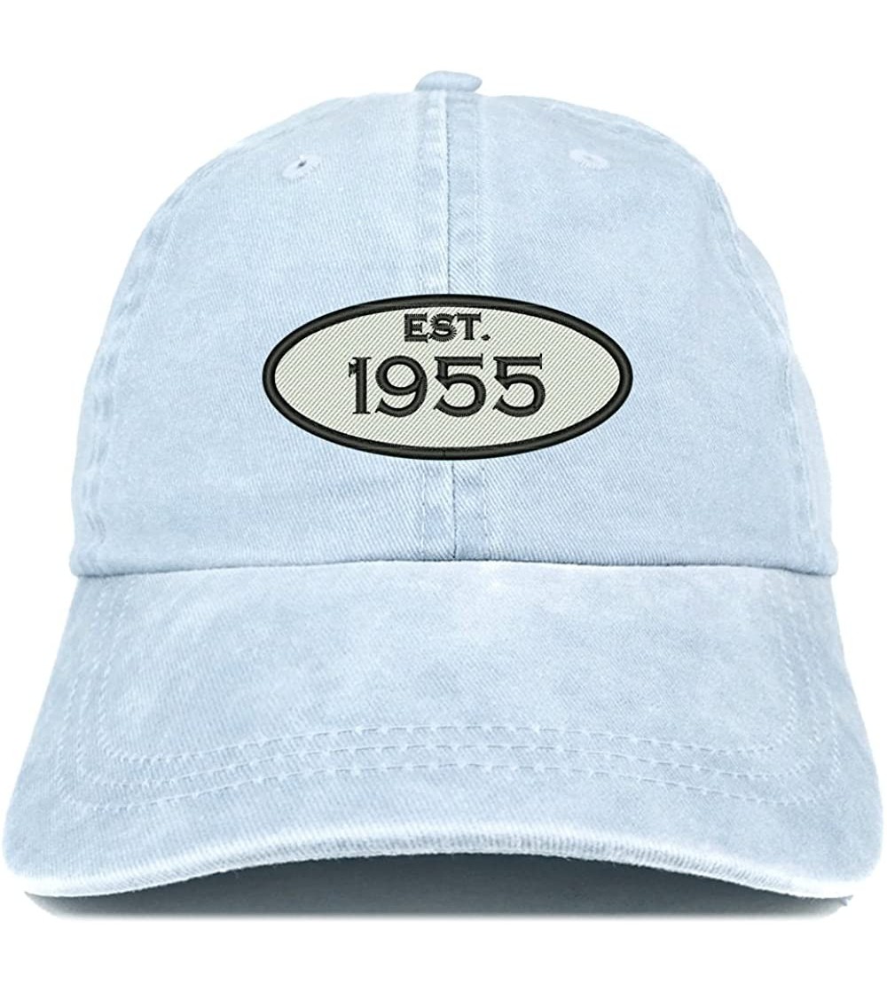 Baseball Caps Established 1955 Embroidered 65th Birthday Gift Pigment Dyed Washed Cotton Cap - Light Blue - CK180MAH4WX