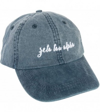 Baseball Caps Zeta Tau Alpha (N) Sorority Baseball Hat Cap Cursive Name Font ZTA - Midnight Blue - C618S7ATY02