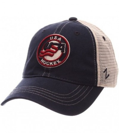 Baseball Caps Hats USA Hockey Hat Cap NCAA Baseball Cap Adjustable Mesh Back Navy/Red - CX186AK6330