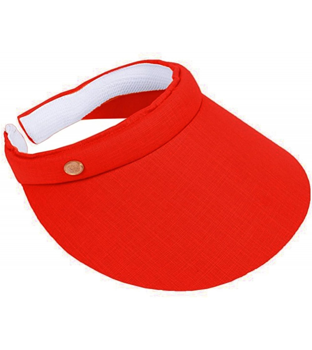 Visors Women's Cotton Clip On Sun Visor Hat - Red - CF1825KKU7M