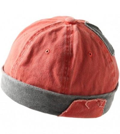 Skullies & Beanies Retro Rolled Cuff Skull Caps Brimless Beanie Hats for Men/Women - Red - CZ18X226OKI