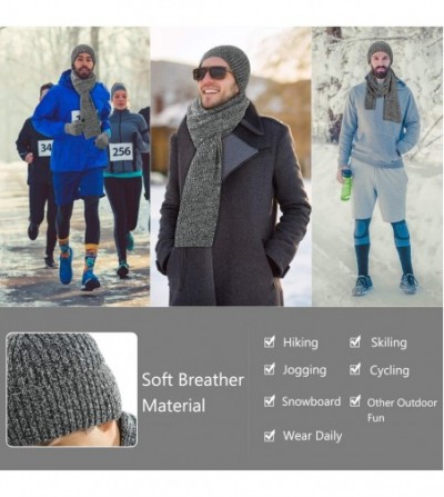 Skullies & Beanies Winter Hat Warm Beanie Hat Knit Gloves Winter Scarf Soft Thick Slouchy Knitted Hat Men Gloves Set - Grey -...