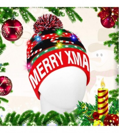 Skullies & Beanies LED Light Up Beanie Hat Christmas Cap for Women Children- Party- Bar - Red - CT18KN6SEER