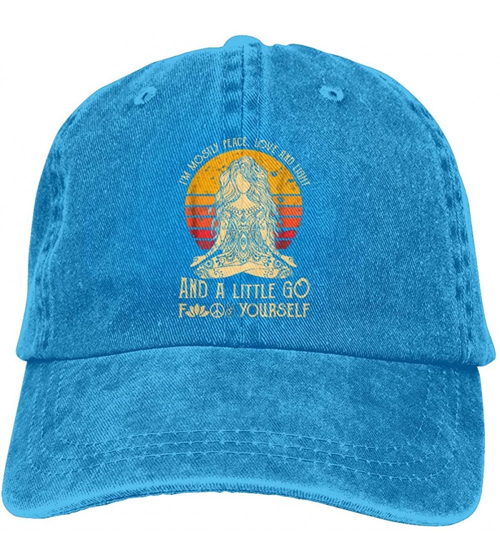 Baseball Caps I'm Mostly Peace Love and Light and A Little Go Yoga Classic Vintage Denim Caps - Blue - C118WYX9E2N