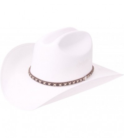 Cowboy Hats Faux Western Style Pinch Front Canvas Cowboy Cowgirl Hat - Classic White - CQ1802XD4MK
