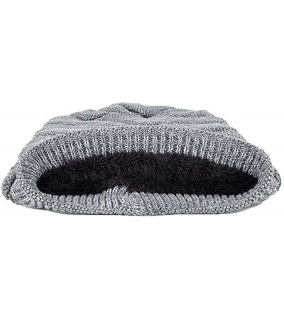 Skullies & Beanies Men Winter Skull Cap Beanie Large Knit Hat with Thick Fleece Lined Daily - B - Grey - C418ZD5AUQ4