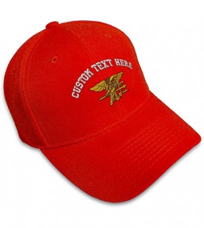 Baseball Caps Custom Baseball Cap U.S. Navy Seal Embroidery Acrylic Dad Hats for Men & Women - Red - CZ18SDAO73A