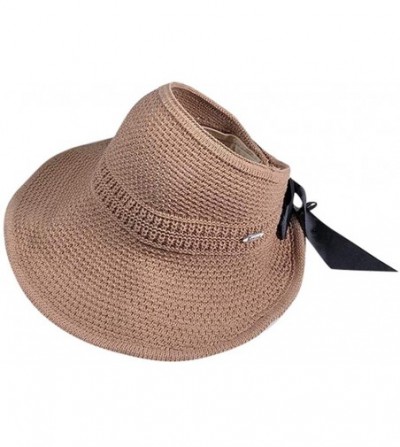 Sun Hats Ladies Women Wide Brimmed Floppy Hat Foldable Straw Flower Beach Hat - A - CN18SXNDS33