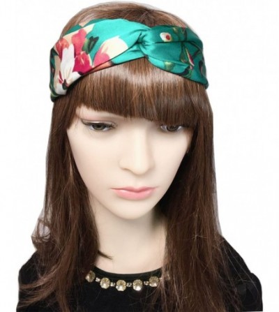 Headbands 4 Pack Women Girls Headband Boho Floral Silk Satin Hair Band Twisted Turban Head Wrap for Sports or Fashion - C417Y...