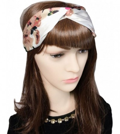 Headbands 4 Pack Women Girls Headband Boho Floral Silk Satin Hair Band Twisted Turban Head Wrap for Sports or Fashion - C417Y...