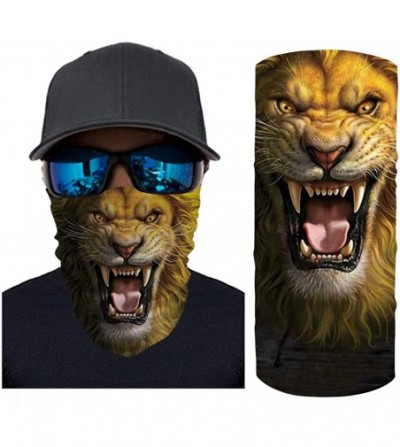 Balaclavas Cool 3D Animal Print Bandana for Men Women Neck Gaiter Scarf Dust Wind Balaclava Headband - Angry Lion - CJ197Y869OZ