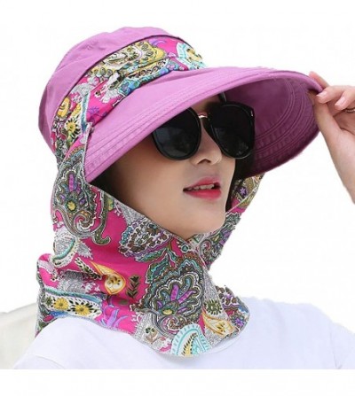 Sun Hats Women's UPF+50 Sun Visor Detachable Flap Hat Foldable Wide Brimmed UV Protection Hat - 2-purple - C2199L0IH4O