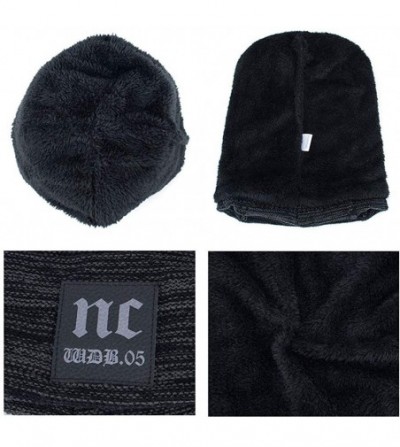 Skullies & Beanies Hat Scarf Set Winter Beanie Warm Knit Hat Fleece Lined Scarf Warm Winter Hat for Men & Women - Navy 2 - CY...