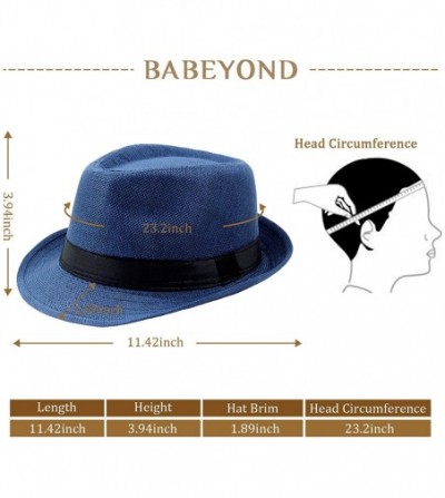 Fedoras 1920s Panama Fedora Hat Cap for Men Gatsby Hat for Men 1920s Mens Gatsby Costume Accessories - Blue - C618O7DY8HI
