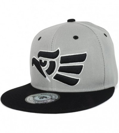 Baseball Caps Hecho En Mexico Eagle 3D Embroidered Fitted Flatbill Snapback Cap - Grey Black - CV18CM6DD3G