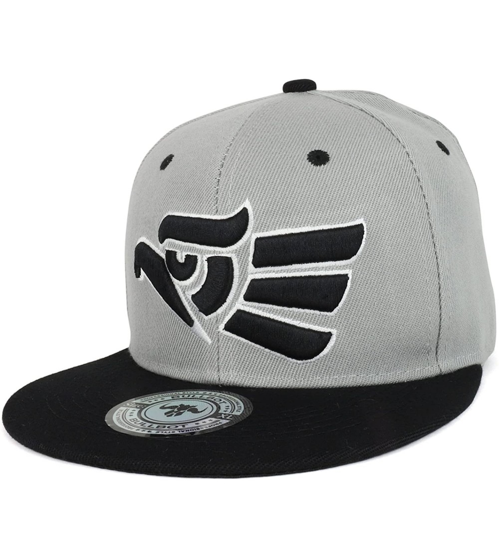 Baseball Caps Hecho En Mexico Eagle 3D Embroidered Fitted Flatbill Snapback Cap - Grey Black - CV18CM6DD3G