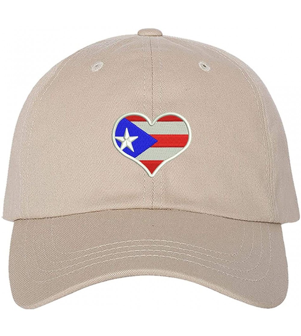 Baseball Caps Puerto Rico Flag Heart Unisex Baseball Hat - Stone - CC195HCKXHD