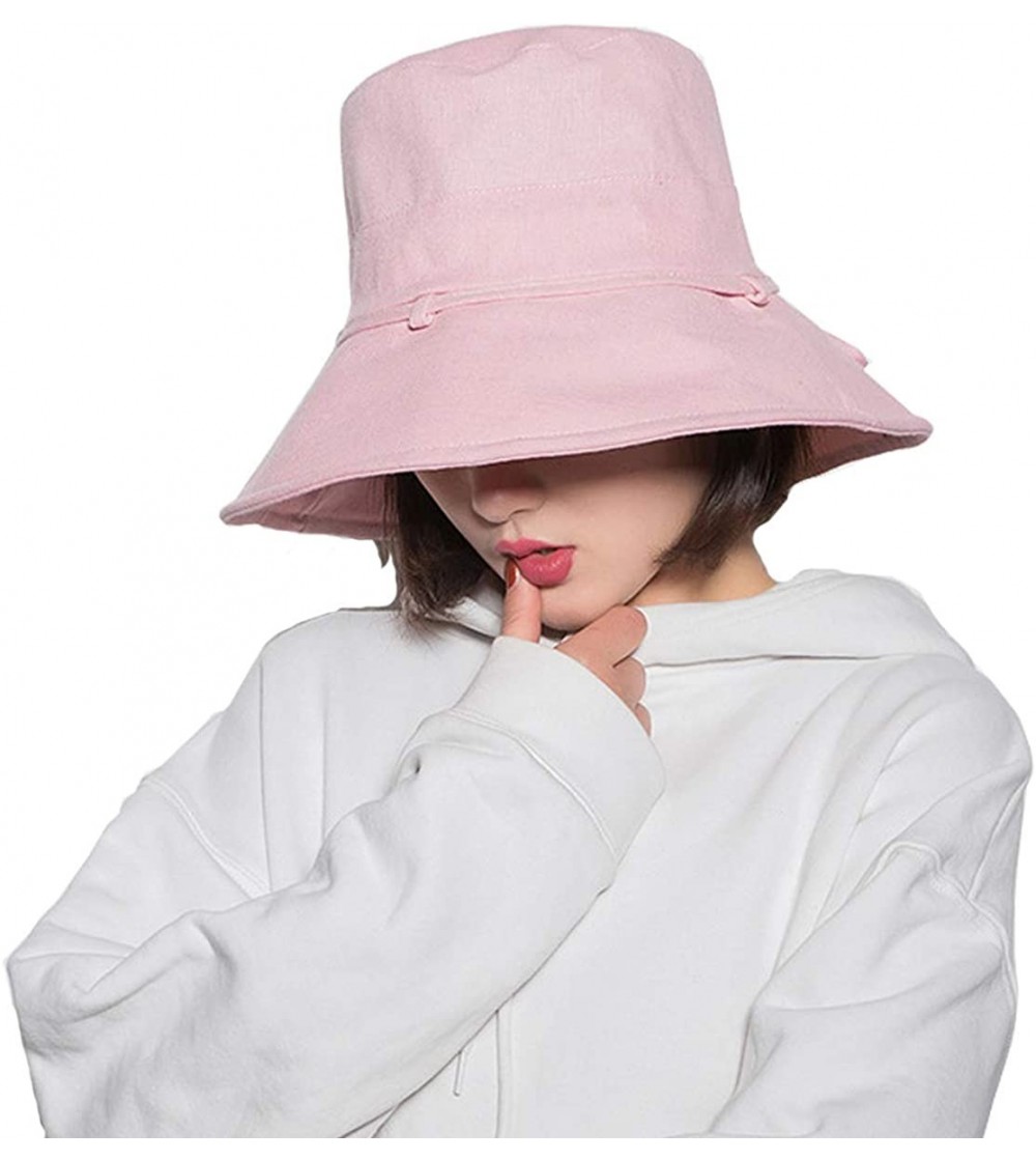 Sun Hats Women Reversible UV Sun Protection Bucket Hat Wide Brim Cap - Babypink - CY18YH2344H