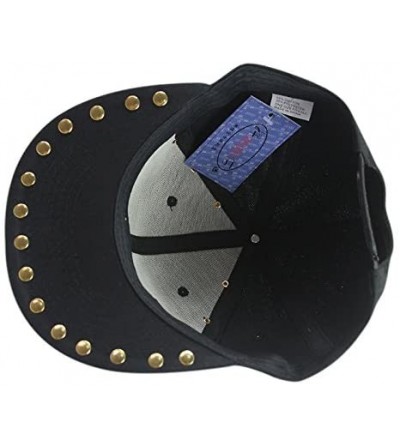 Baseball Caps Men's Punk 3D Metal-Stud Cap Adjustable Flat Snapback Baseball-Cap Hat Black - CD18ZRXC3LC