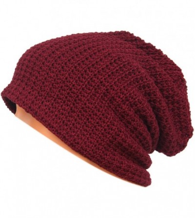 Skullies & Beanies Unisex Beanie Hat Slouchy Knit Cap Skullcap Baggy Crochet Style 1004 - Claret - CT128MYVB23