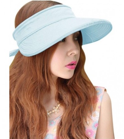 Sun Hats Sun Hats for Women with UV Protection Wide Brim Sun Hat Visor Summer Beach Outdoor Foldable Womens Cap - Sky Blue - ...