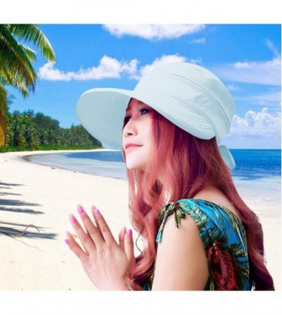 Sun Hats Sun Hats for Women with UV Protection Wide Brim Sun Hat Visor Summer Beach Outdoor Foldable Womens Cap - Sky Blue - ...