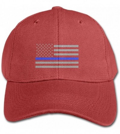 Baseball Caps Youth Thin Blue Line American Flag Baseball Cap Hip Hop Flat Hat - Adjustable Hat Navy - Red - CV12LVV7CQX