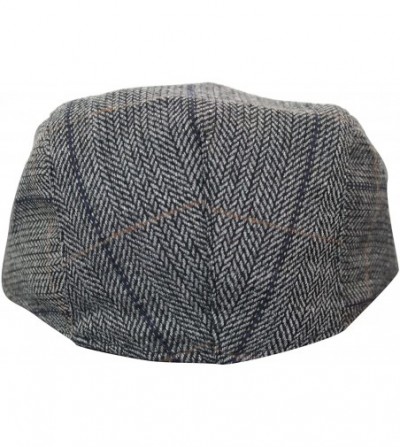 Baseball Caps Mens Herringbone Tweed Wool Check Grandad Flat Caps Hats Vintage Green Grey Blue Brown - Charcoal - CT18G3O9NZN