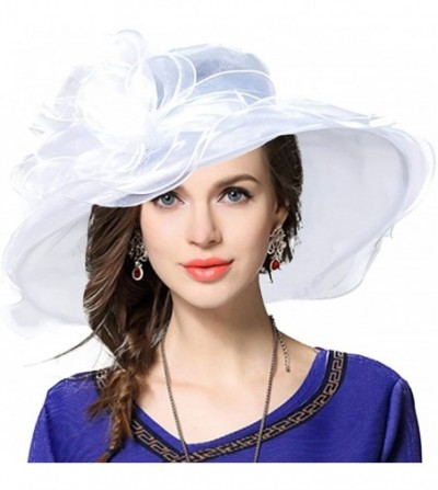 Sun Hats Women Church Derby Hats Tea Party Bridal Dress Wedding Hat - White - CV17YKSEH2W