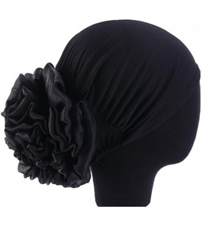 Skullies & Beanies 1Pack / 2Packs Women Flower Elastic Turban Beanie Head Wrap Chemo Cap Hat - 3pcs-black&gray&wine Red - C21...