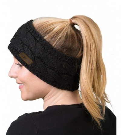 Cold Weather Headbands Women Winter Warm Headband Fuzzy Fleece Lined Thick Cable Knit Head Wrap Ear Warmer Black & Confetti P...