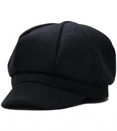 Newsboy Caps Wool Newsboy Hat Beret Cap Ivy Hats for Women and Men - Black - CQ1886U3WT2