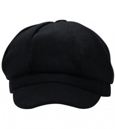 Newsboy Caps Wool Newsboy Hat Beret Cap Ivy Hats for Women and Men - Black - CQ1886U3WT2