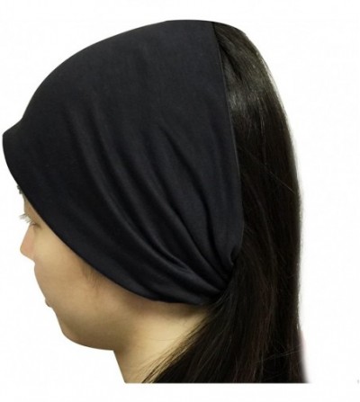 Headbands Women Solid Wide Elastic headband - Black - CK187IDAT38