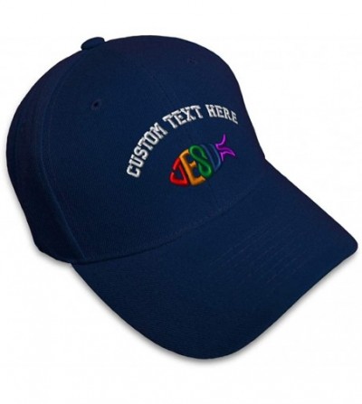 Baseball Caps Custom Baseball Cap Jesus Fish Christian B Embroidery Dad Hats for Men & Women - Navy - C418SDIYROD
