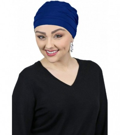 Skullies & Beanies Chemo Cap Bamboo Turban Cancer Headwear for Women Sleep Cap Beanie Hat Head Coverings 3 Seam - Navy Blue -...