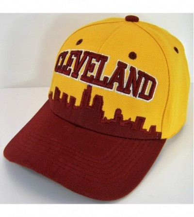 Baseball Caps Cleveland Skyline Men's Adjustable Baseball Cap - Gold/Wine - CL1820OLXES
