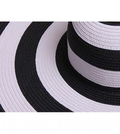 Sun Hats Womens/Big Girls Striped Floppy Hat Sun Bonnet Folding Large Brim Cap - Black - CN12CR25K8R