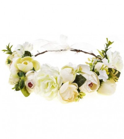 Headbands Women Flower Headband Wreath Crown Floral Wedding Garland Wedding Festivals Photo Props - Ivory - CB18LR30GE2