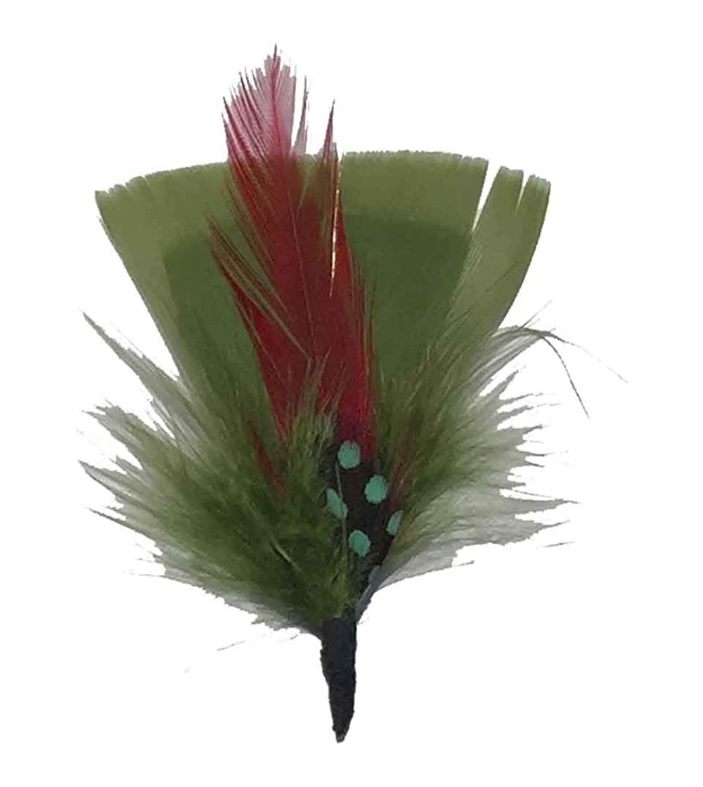 Fedoras Side Feather for Hats & Fedoras - Olive15 - CQ18HY47ALH