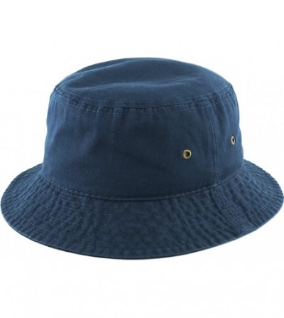 Bucket Hats Unisex Washed Cotton Bucket Hat Summer Outdoor Cap - (1. Bucket Classic) Navy - CT18HZAHH2X
