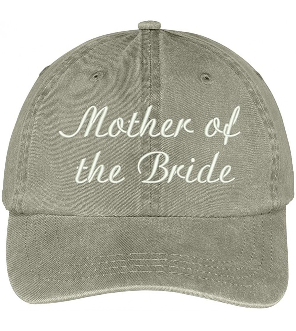 Baseball Caps Mother of The Bride Embroidered Wedding Party Pigment Dyed Cotton Cap - Khaki - C112FM6FJEZ