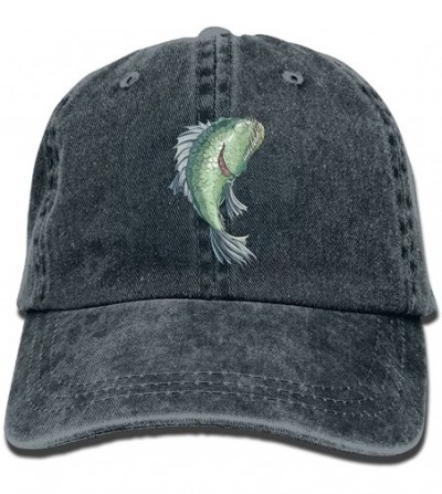 Skullies & Beanies Ugly and Ferocious Fish Denim Baseball Caps Hat Adjustable Cotton Sport Strap Cap for Men Women - Navy - C...