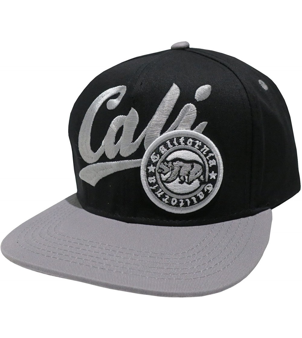 Baseball Caps Great Cities CALI California Republic Flat Bill Snapback Ball Cap - Cali Black/Grey - CT12N0BVZ53